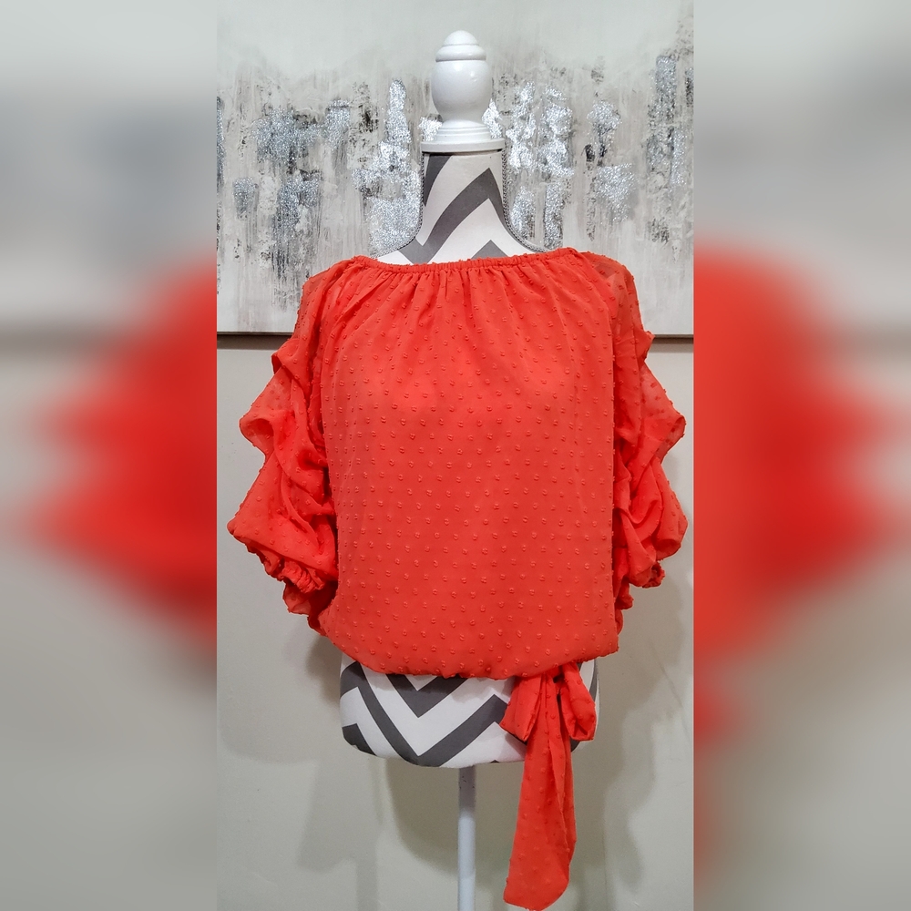 CeCe Vibrant Orange Blouse